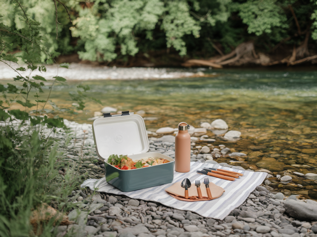 Mit minimalem gepäck: checkliste für ein mehrgängiges picknick am ufer mit thermobox und nachhaltigem geschirr