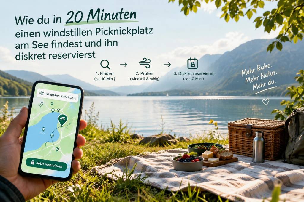 Wie du in 20 minuten einen windstillen picknickplatz am See findest und ihn diskret reservierst